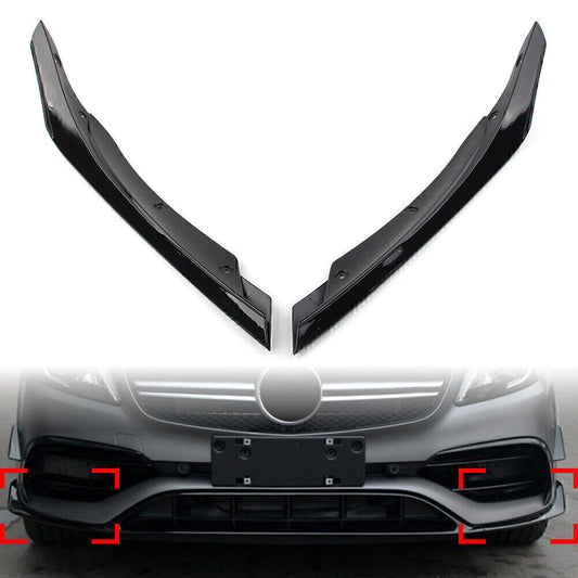Front Lip Spoiler Fins Splitters Trim for Mercedes-Benz A-Class W176 2016-2018