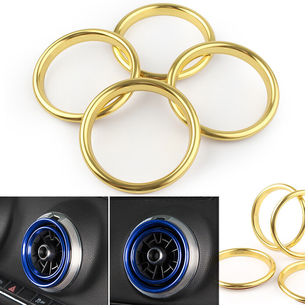for Audi A3 8V 2012-2019 Stainless Steel Gold 4x Car Air Vent Outlet Ring Cover