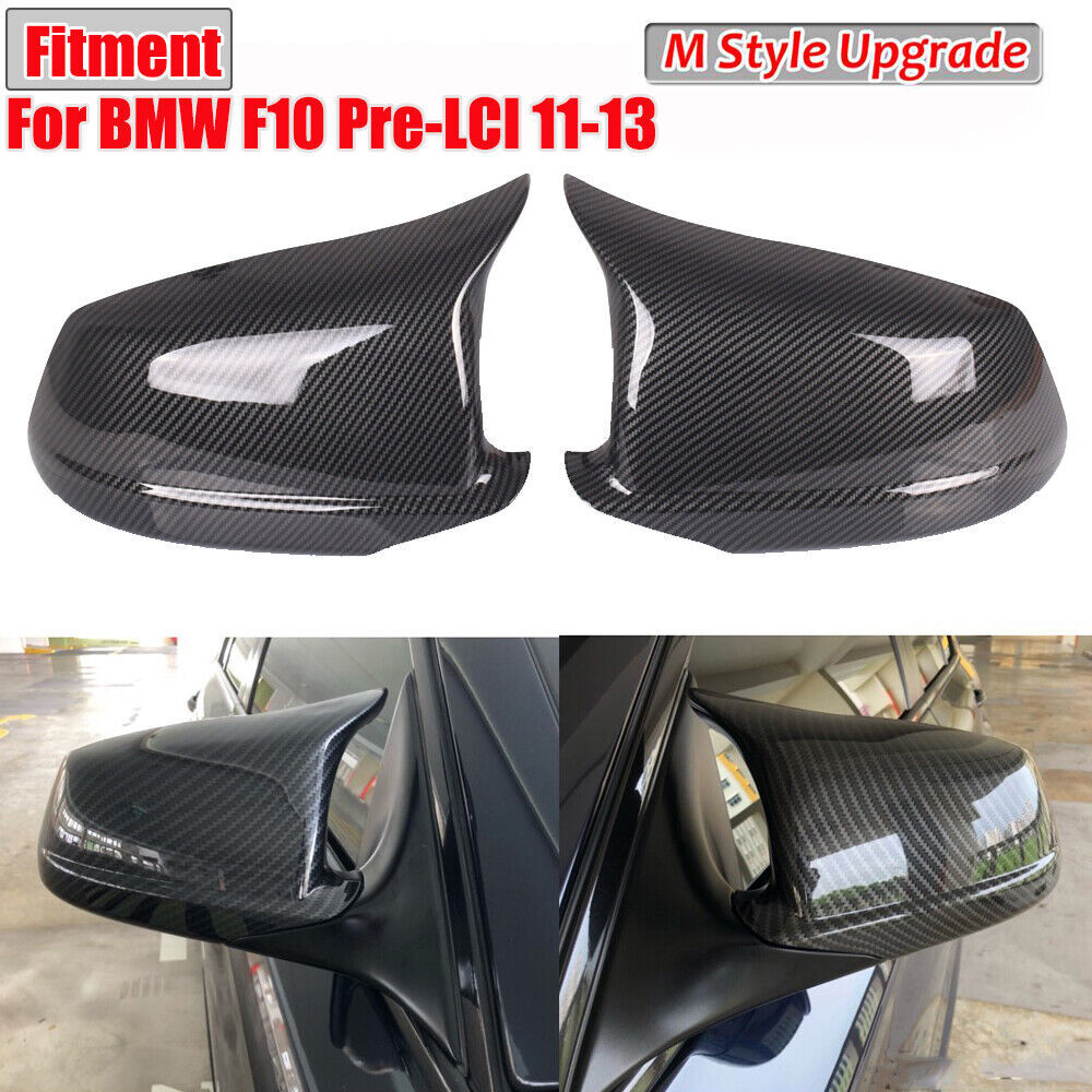 2x Carbon Fiber Door Side Mirror Cover Caps for BMW F10 F11 5 Series Pre-LCI M5