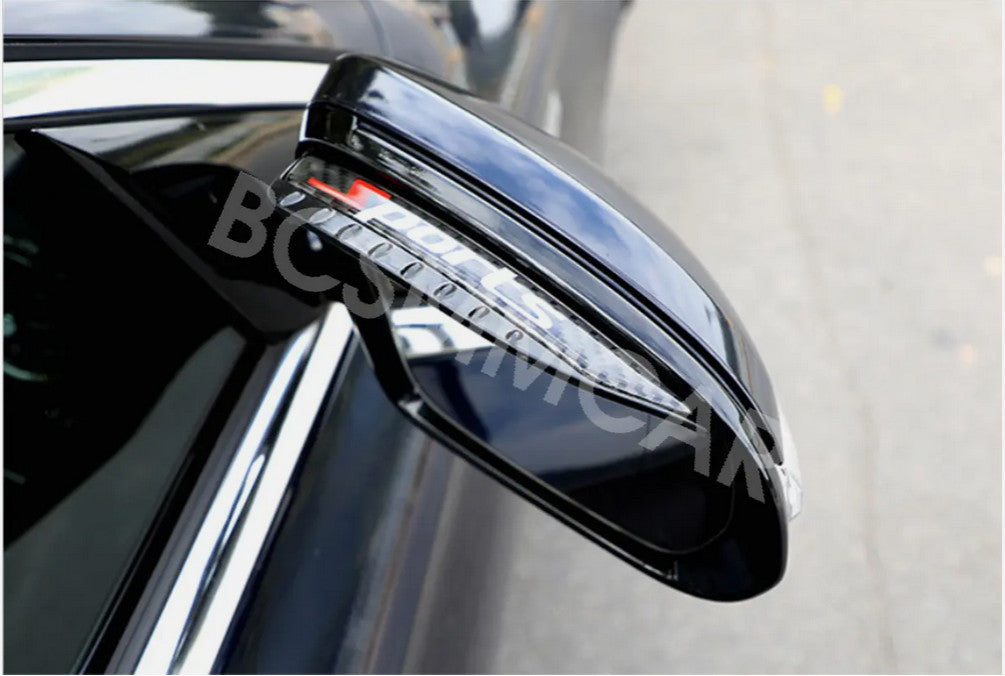 Carbon Fiber Look Rear View Mirror Rain Eyebrow Visor Guard Flexible Cover 2pcs