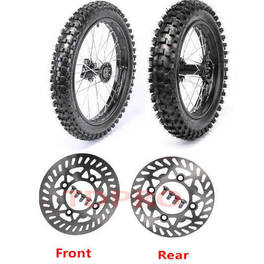 17-inch and 14-inch wheels, 70/100-17 and 90/100-14 tires and rims, Taodao 110cc, 125cc, and 140cc pit bikes.