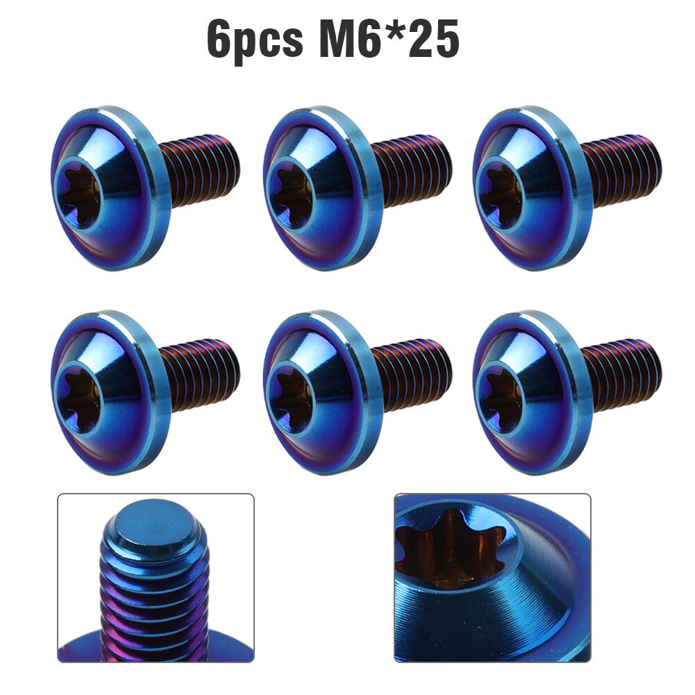 For Bike Motorcycle 6pcs Alloy Bolts Truss Torx Head Screws M6x30mm