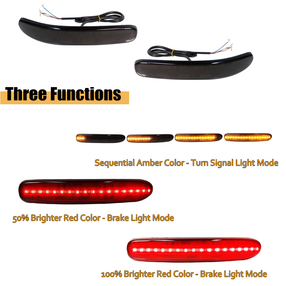 2-piece smoke lens LED bumper reflector rear light for 08-14 for Mini Cooper Clubman R55