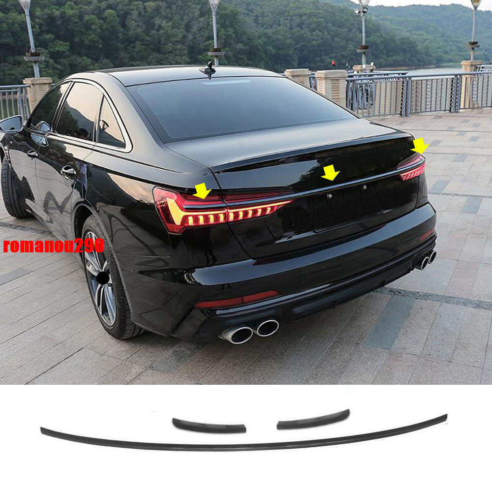 3for Audi for A6 C8 2019-2020 Black Stainless Rear Door Tail Light Trim Strip Cover