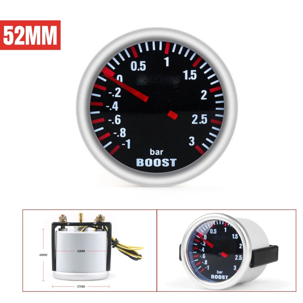 1-piece DC 12V 2-inch 52mm bar pointer white LED turbocharger vacuum compressor gauge