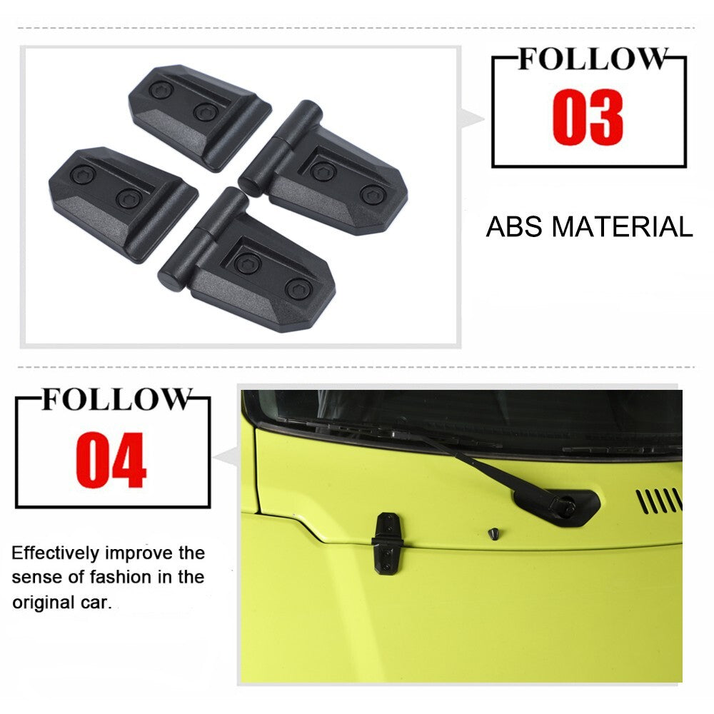 Black Engine Hood Door Hinge Protective Cover Trim for Suzuki for Jimny 2019-2023