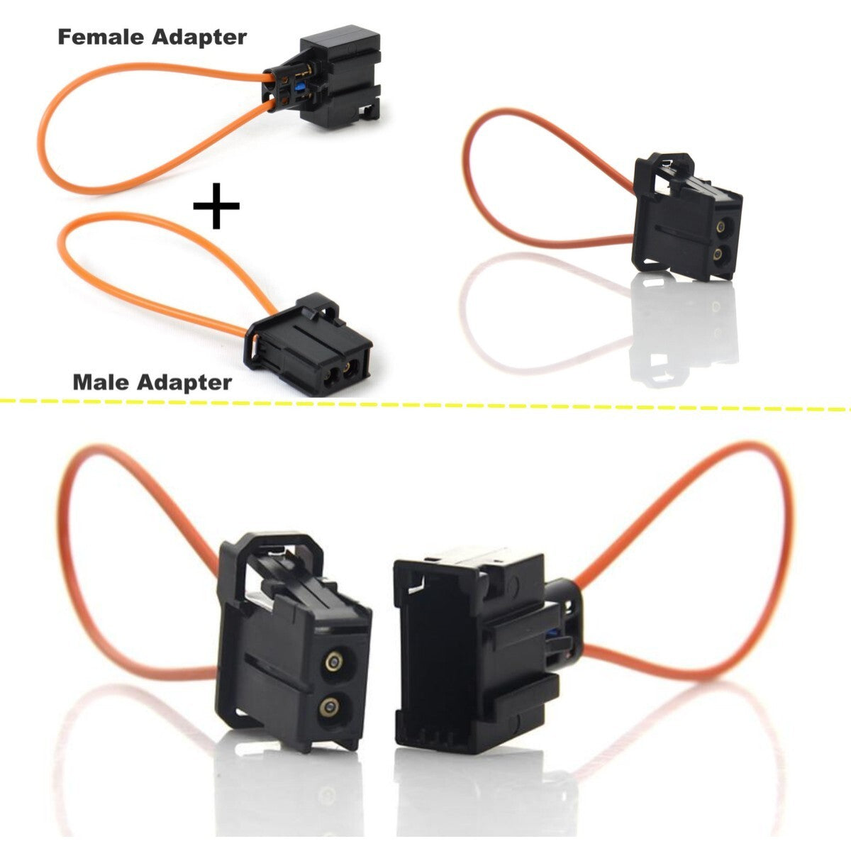 1PCS MOST System Diagnostic Kit Fiber Optic Loop Bypass Male Female Plug Black