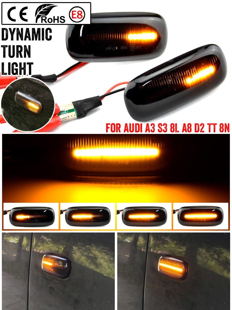 2pcs Dynamic Side Marker Turn Light for Audi A3 S3 8L for A8 D2 TT 8N 2000-2003