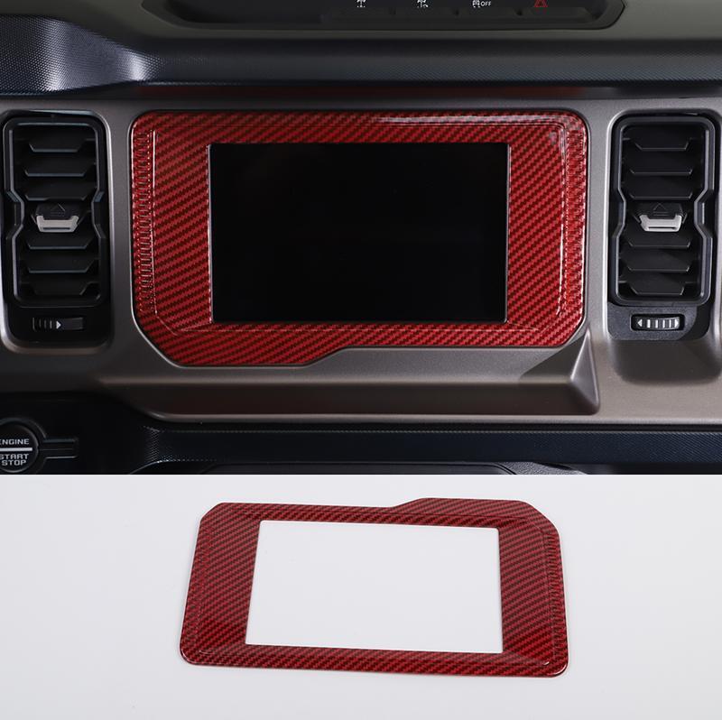for Ford Bronco 21+ Red Carbon Central Control GPS Screen Frame Trim Accessories