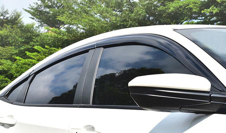 6x for Honda for Civic Sedan 2016-2020 Black Window Visor Vent Shade Sun Rain Guard