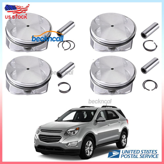 4X Pistons + Rings For 2010-2017 for Chevy Equinox for GMC Terrain for Buick 2.4L 12578324