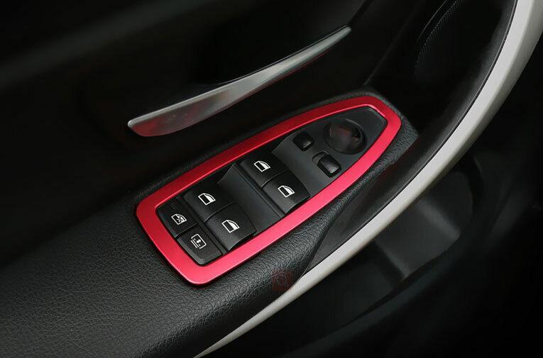 Window Lock Lift Panel Trim Frame for BMW 3 4 Series GT 2013-2019 Red Aluminum