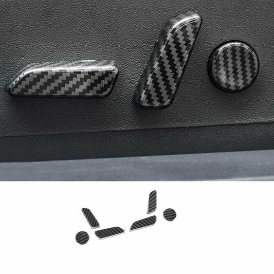 for Tesla Model 3 2017-2023 Carbon Fiber for Seat Adjust Handle Button Cover Trim 6x