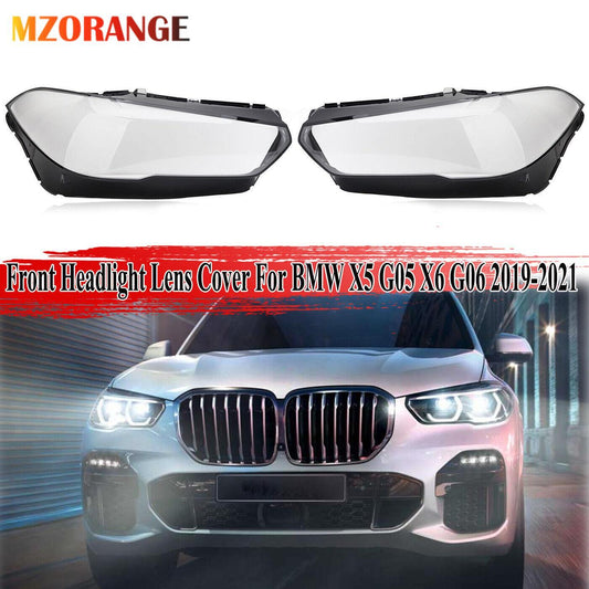 2¡Á F¨¹r for BMW X5 G05 G06 2019-2021 Scheinwerferglas Linse Abdeckung Links+Rechts