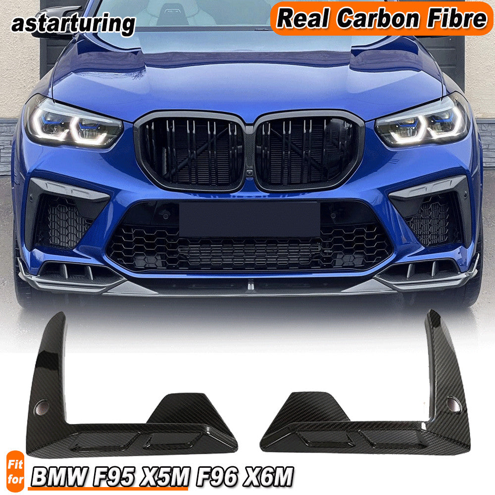 for BMW F95 X5M F96 X6M 2020UP DRY CARBON FIBER Front Bumper Fins Air Vent Cover