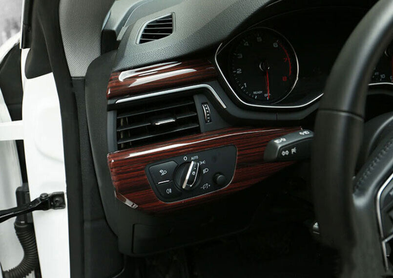 for Audi A4 A5 2017-2024 ABS Red Wood Central Console Dashboard Panel Strip Trim
