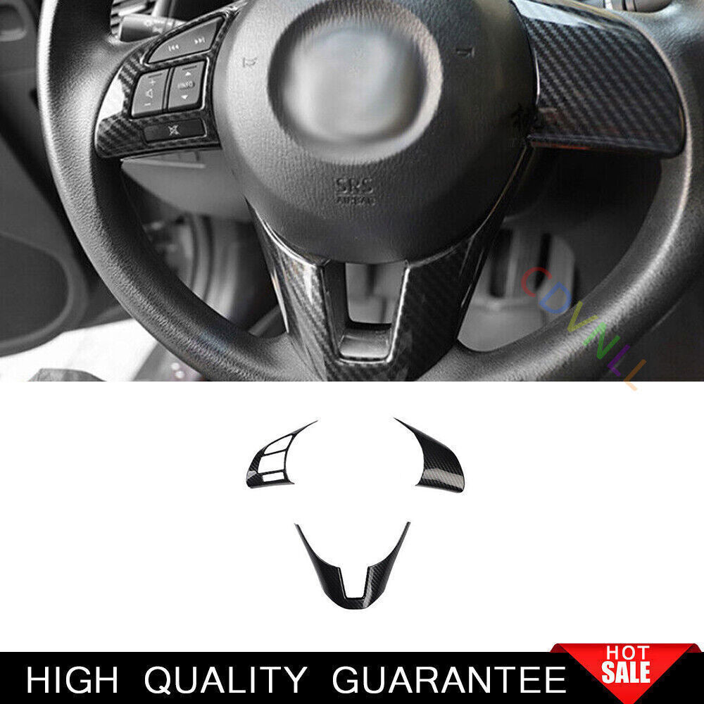 for Mazda 3 Axela 14-16 ABS Carbon Fiber Style Steering Wheel Button Cover Trim