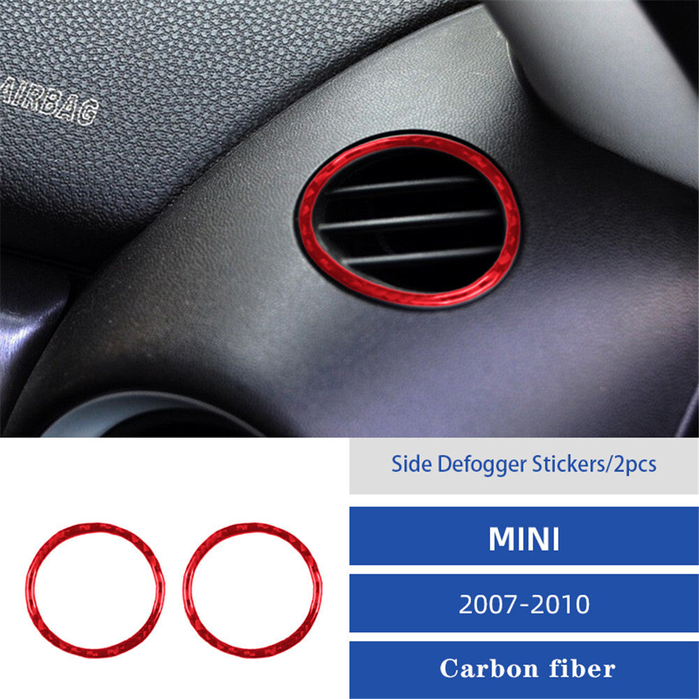 Red Carbon Fiber Interior Vent Outlet Trim for BMW for MINI Cooper 2007-2011