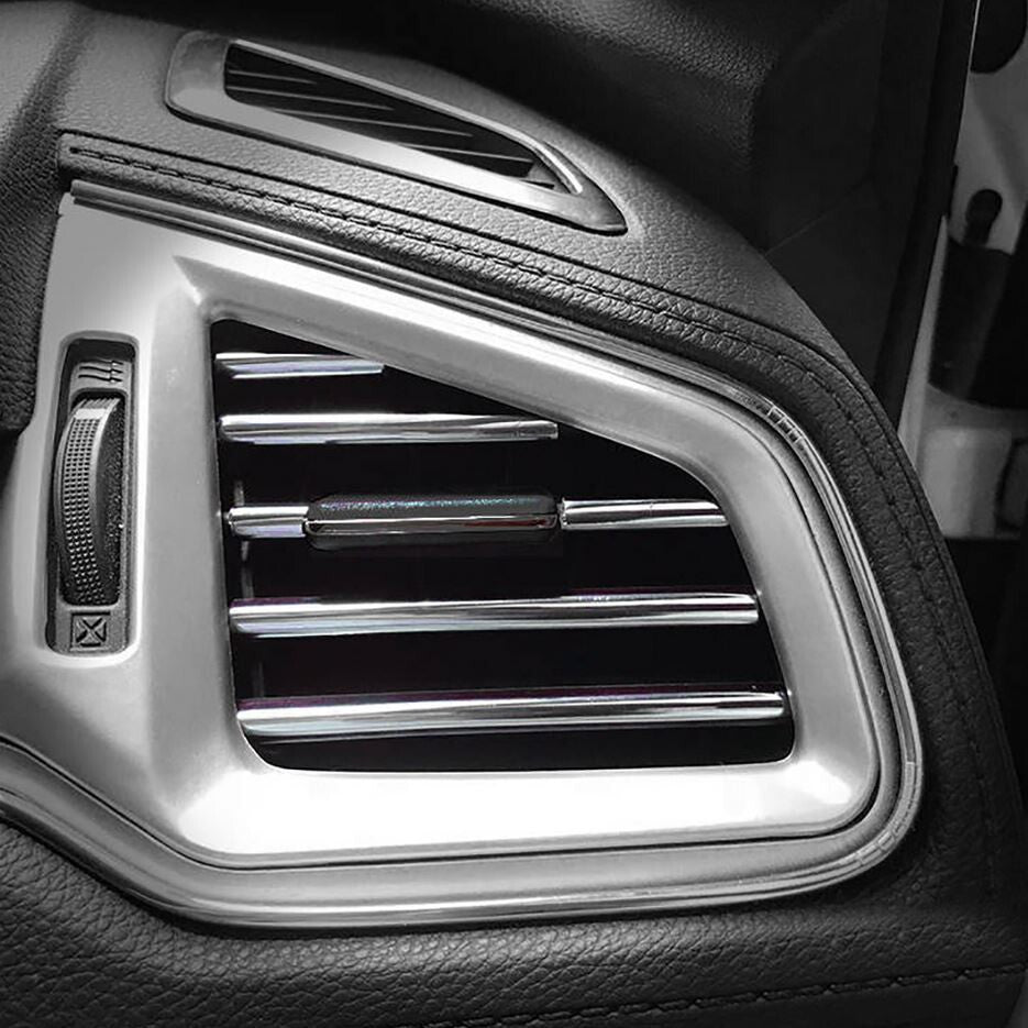 10-piece automotive air conditioning socket decorative molding trim strip in silver for Subaru
