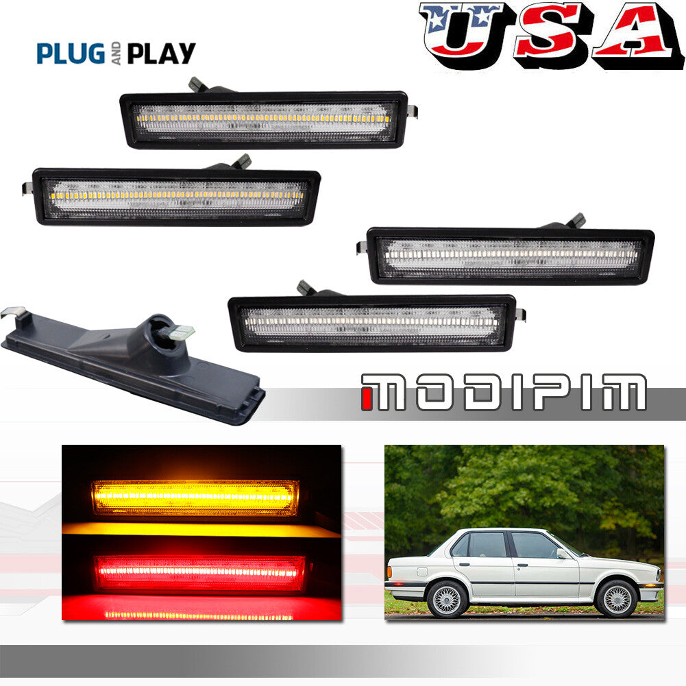 Suitable for 1984-91 for BMW E30 3 Series cleaning lens LED side marker light front and rear kit