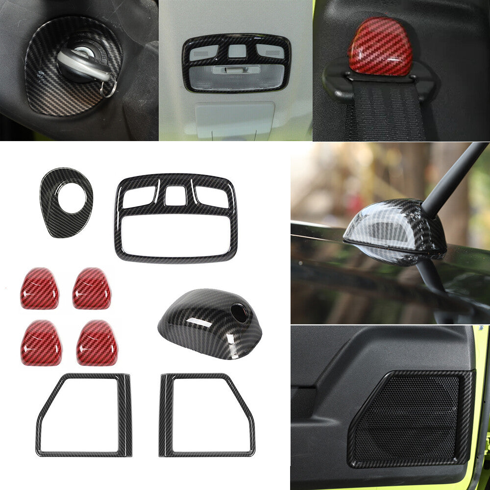 9Pcs Carbon Fiber ABS Car Decorative Trim for Suzuki for Jimny 2019-2025 Accessories