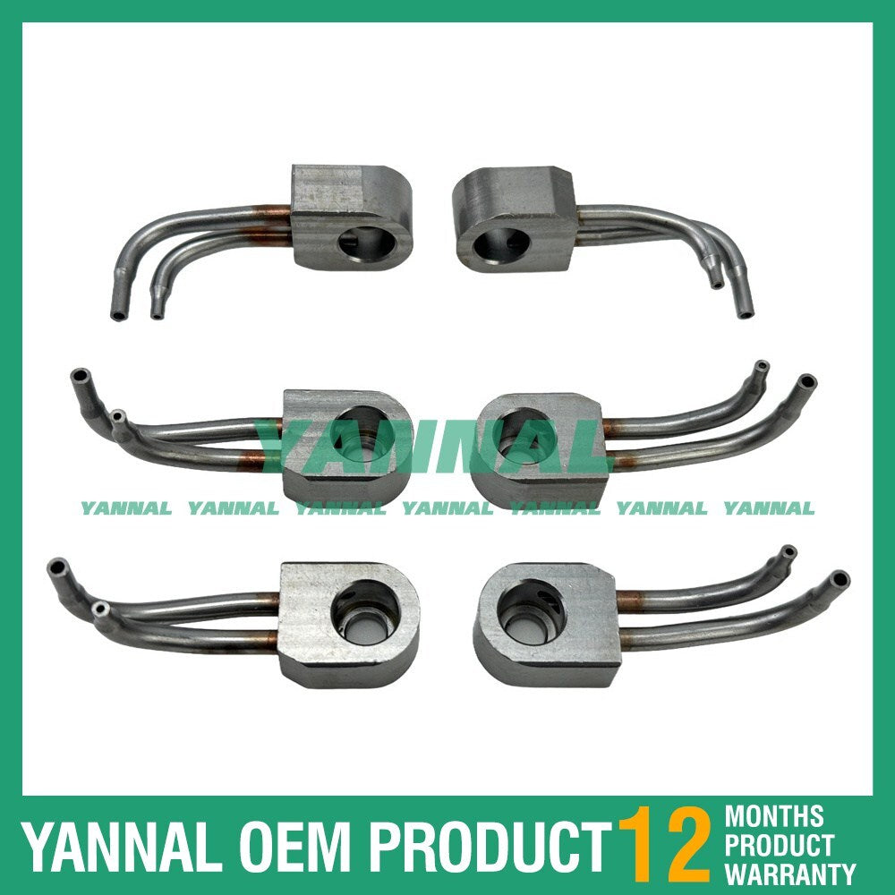 6 oil cooling nozzles, part numbers 2266478 and 2767222, for Caterpillar C11 engines.