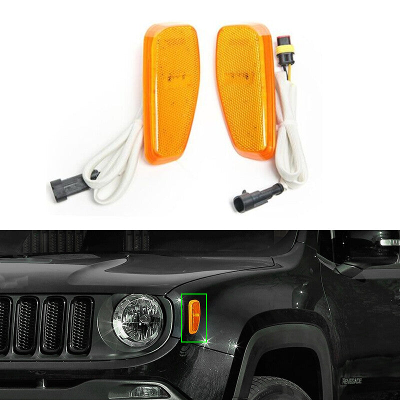 for Jeep Renegade 2014-2017 Pair Front LED Side Marker fender Lamp Turn Signal