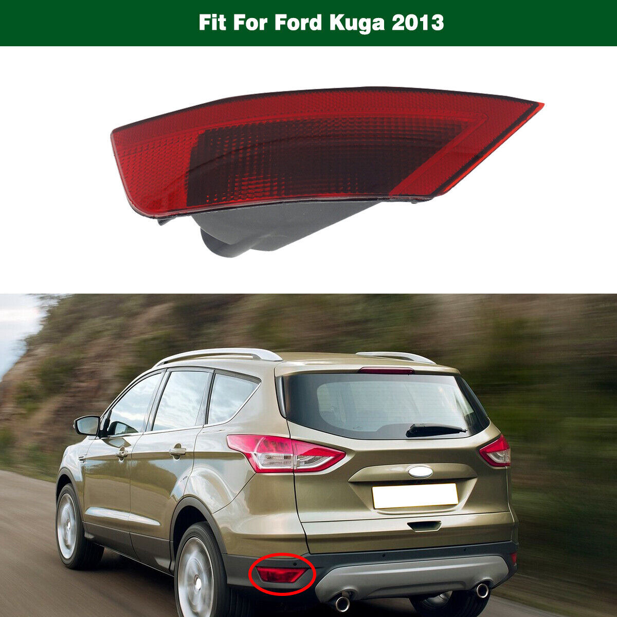 New Left Side Rear Bumper reflector Fog Light Lamp Fit for Ford Escape 2013-2016