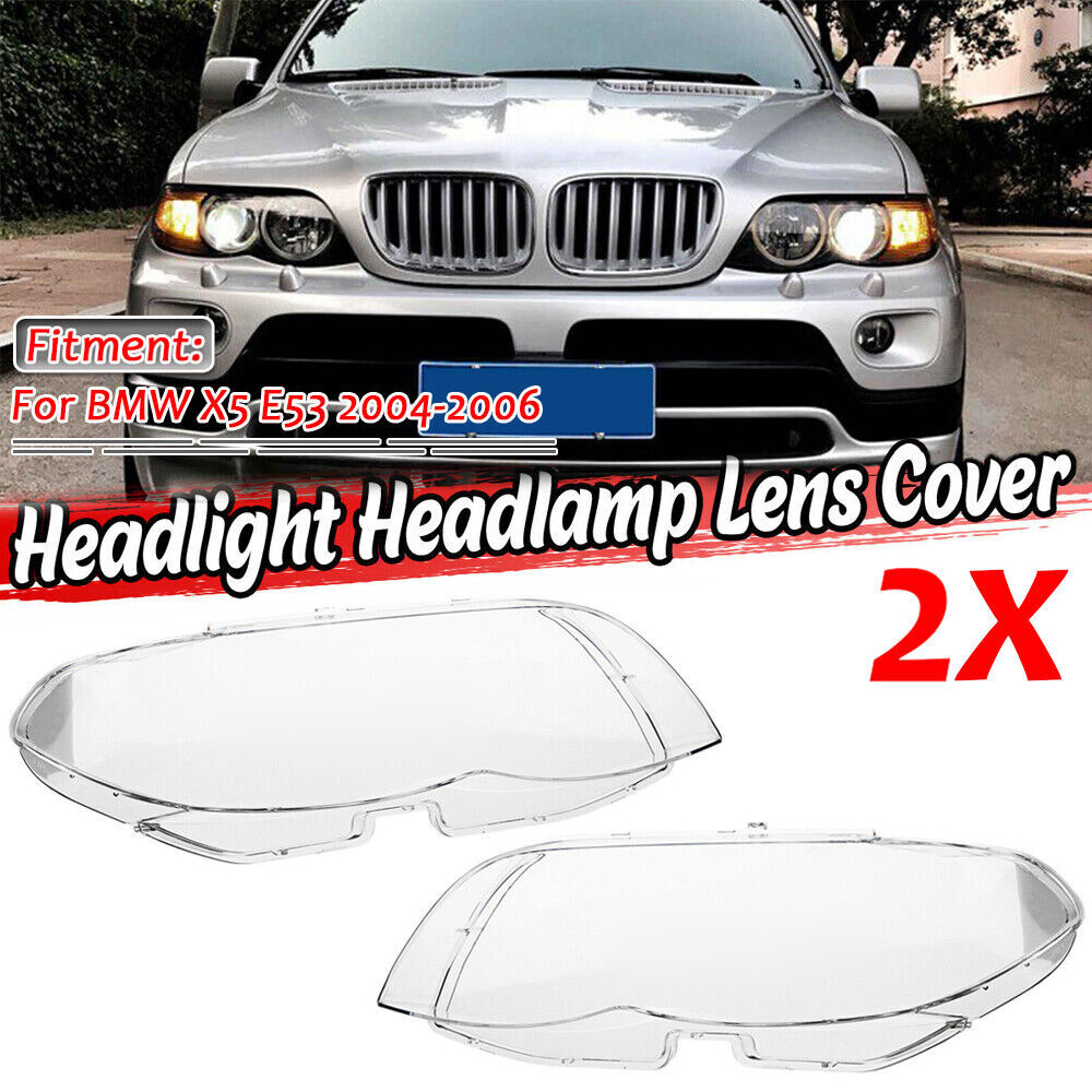 2¡Á F¨¹r for BMW X5 E53 2004-2006 Scheinwerferglas Linse Abdeckung Links+Rechts NEU