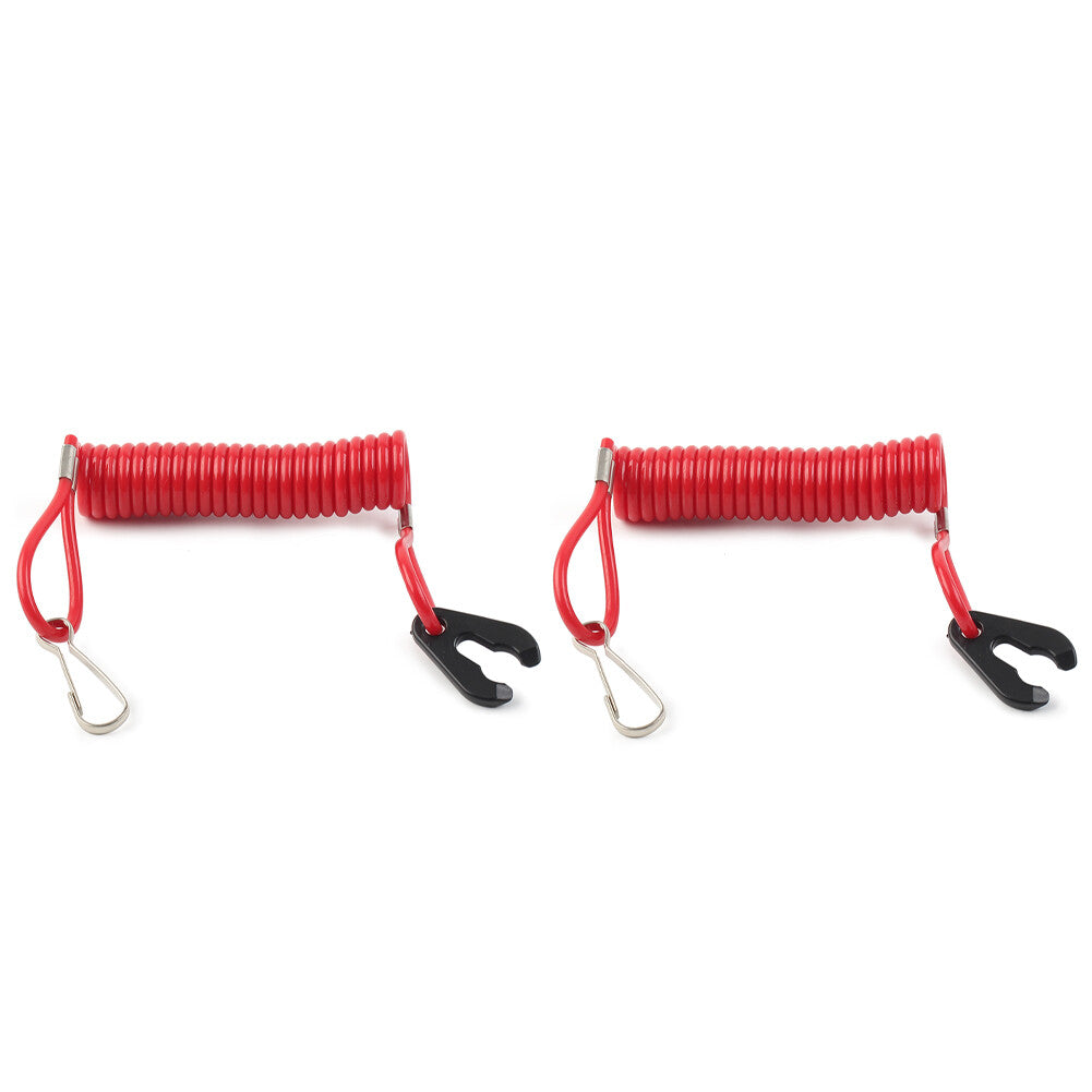 Outboard Kill Switch Lanyard Tether Emergency Stop Lanyard for Yamaha Red 2PCS