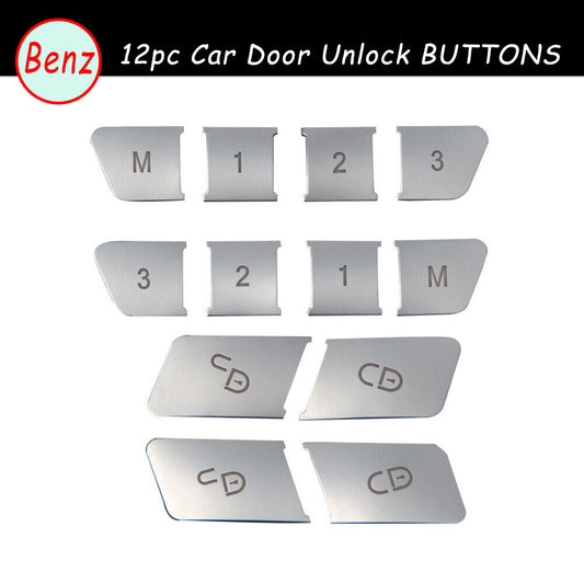 Fits for Mercedes Benz 12pc Car Door Lock Unlock Switch Button Cover Trim Caps