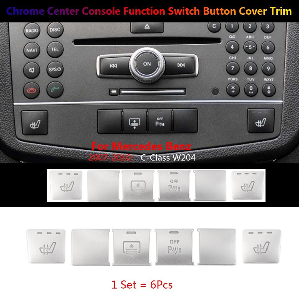 6 x for Mercedes-Benz W204 Center Console for Seat Heater Function Switch Cover Trim