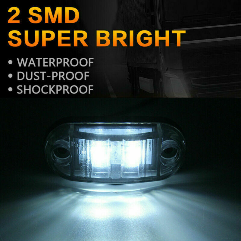 10X White LED Side Marker Light Clearance for Camper Trailer Truck Boat 12V-24V