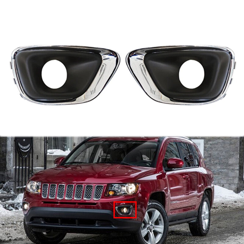 1Pair Front Bumper Fog Light Lamp Trim Frame Cover for Jeep Compass 2011-2017