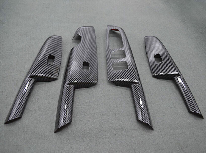 Glass Window Lifting Lock Panel Trim 4 for Kia Sportage 2017-2020 Carbon Fiber