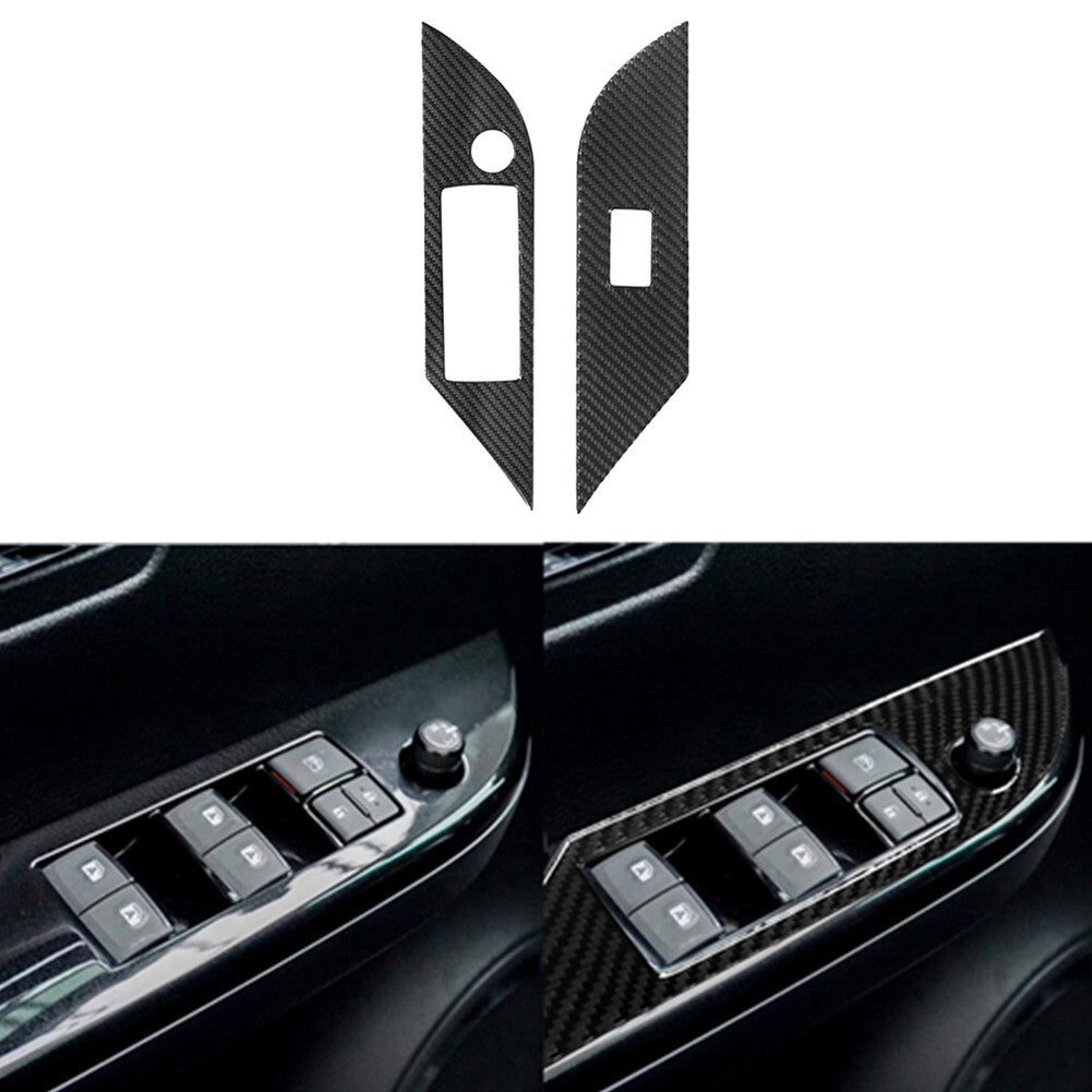 2X Carbon Fiber Front Door Control Cover Trim for Toyota Hilux 2015-2021 Type B