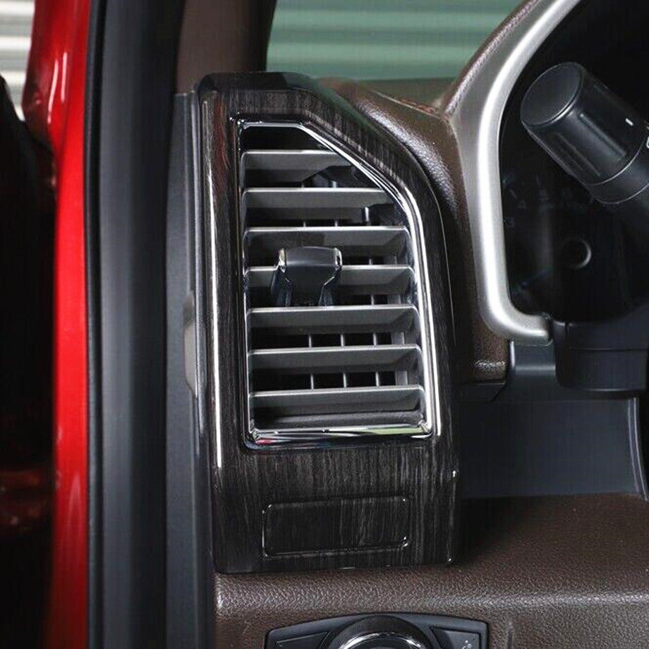 Suitable for 15-20 for Ford F150 Black Wood Grain Dashboard Side Vent Cover Trim