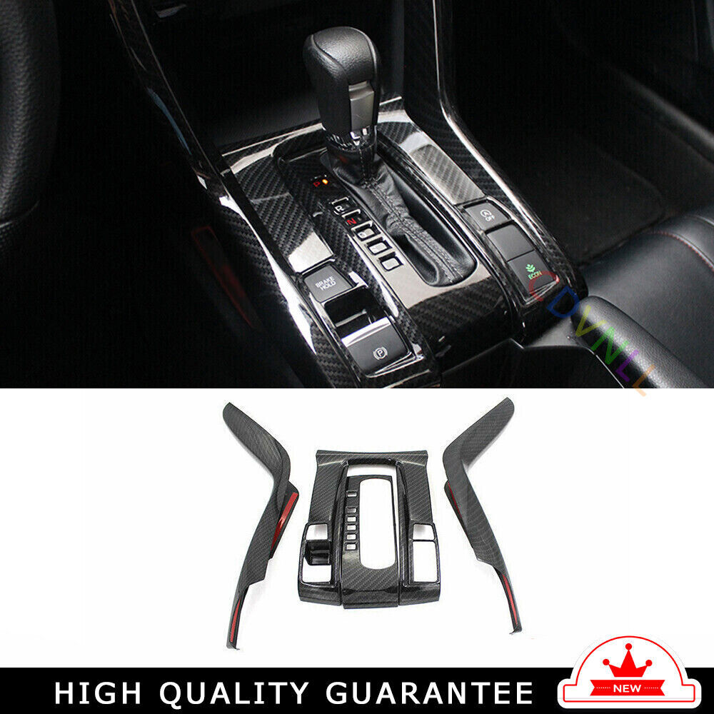 Middle Console Gear Shift Panel Trim 4PCS for Honda for Civic 2016-2021 Carbon Fiber