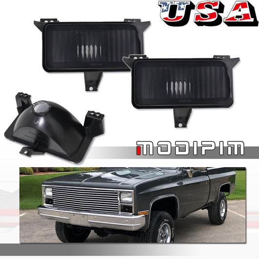Smoke-colored front park turn signals for Chevrolet for GMC pickup trucks (left and right)