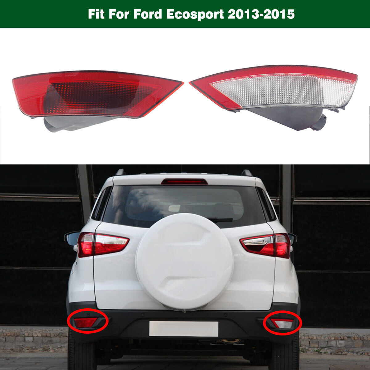 1Pair Rear Bumper Reflector Lights Tail Fog Lamp Fit for Ford Ecosport 2013 2PCS