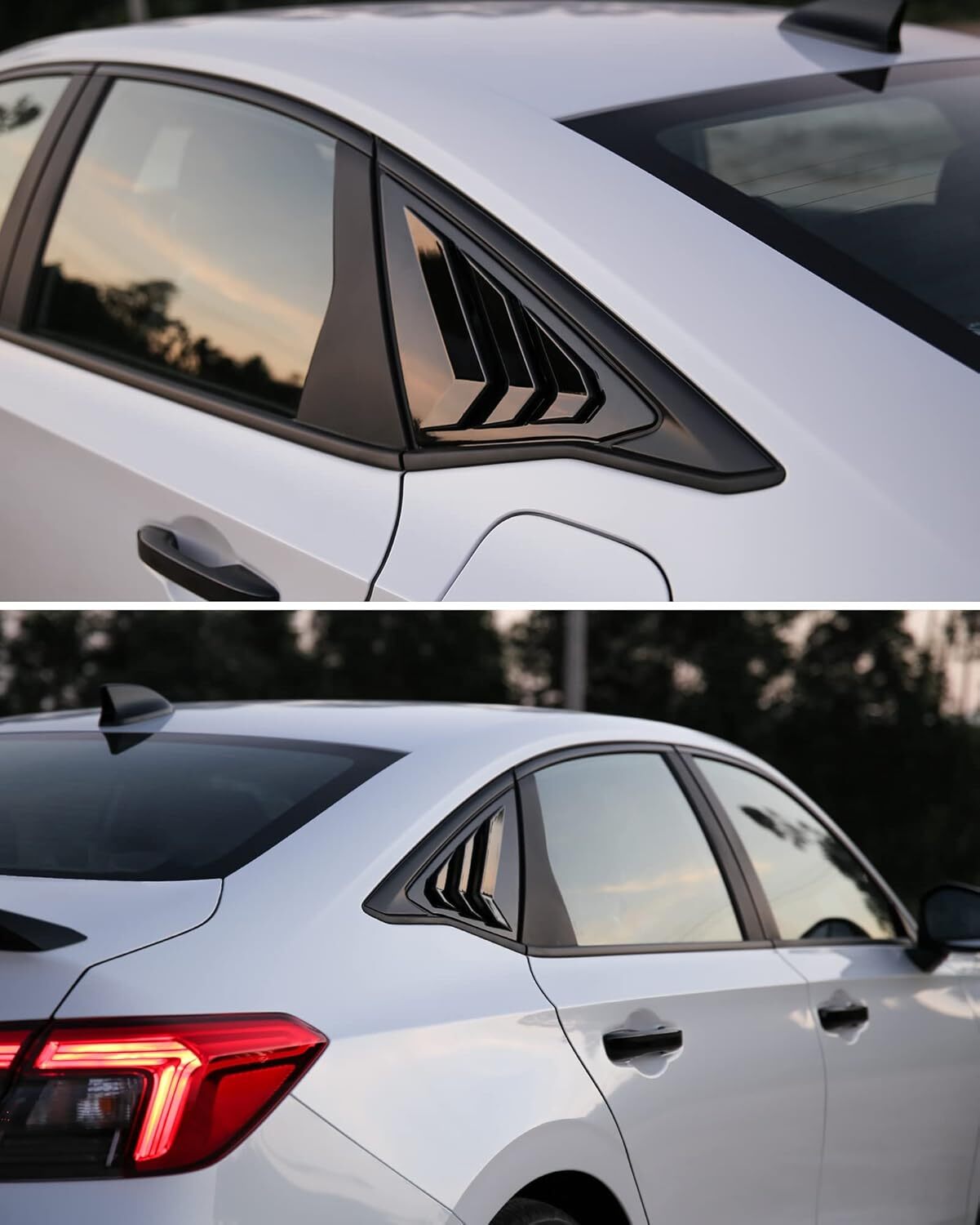 Car Side Window Louvers for Honda for Civic Sedan 22-25 Air Vent Cover Glossy Black