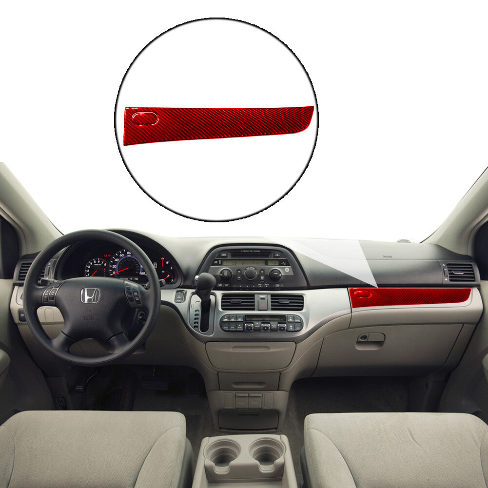 Red Carbon Fiber Copilot Dashboard Panel Cover Trim for Honda Odyssey 2005-2010