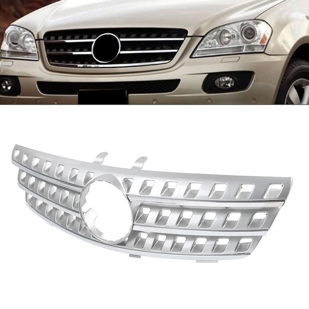 Front Bumper Radiator Hood Grille Silver for Benz ML Class W164 2005-2008
