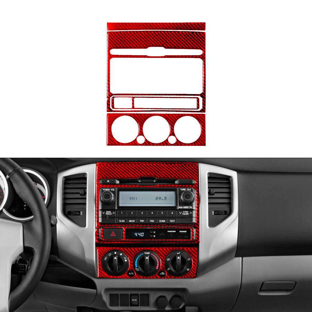 4Pcs Red Central Control Trim Type-A Carbon Fiber for Toyota Tacoma 2012-2015