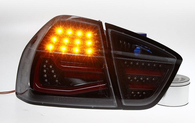 Suitable for 2005-2008 for BMW 3 Series E90 4Dr Sedan with LED flashing black taillights.