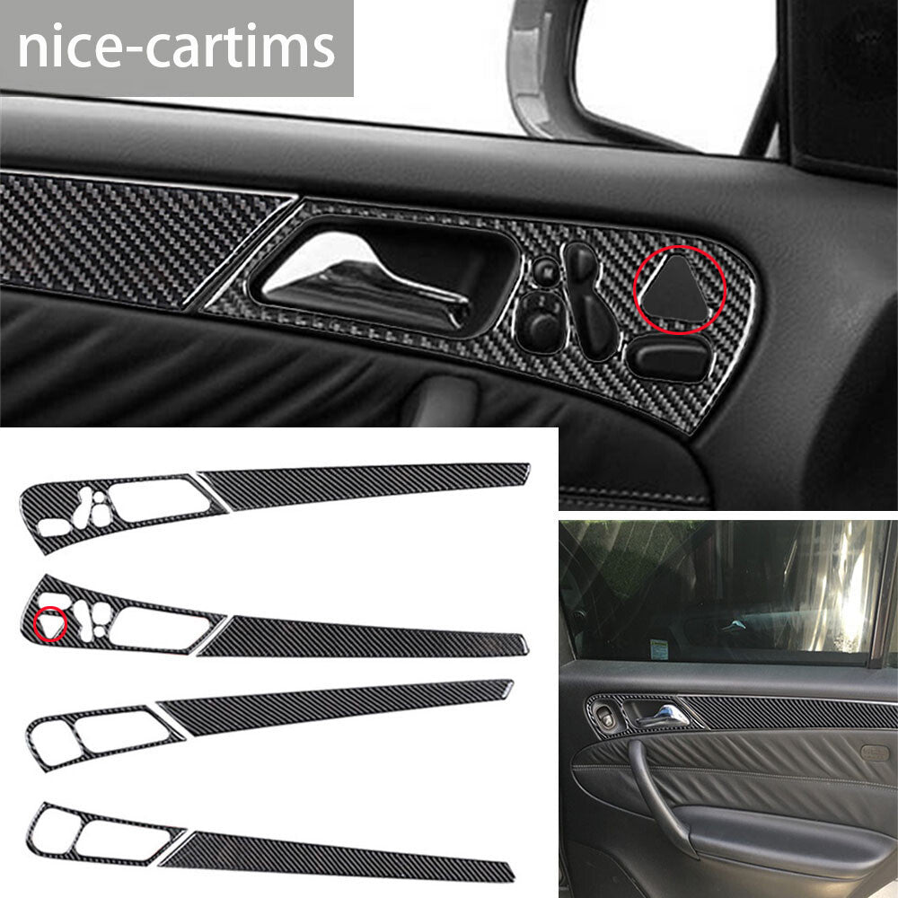 8Pcs Carbon Fiber Interior Door Handle Panel Cover for Benz C Class W203 2005-07