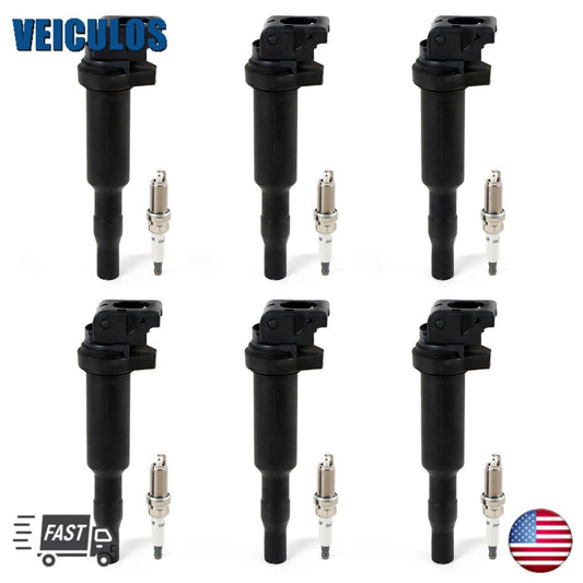 Set of 6 Ignition Coil  6 Spark Plugs for BMW 328i 535i 550i 750i X5 X6 UF592