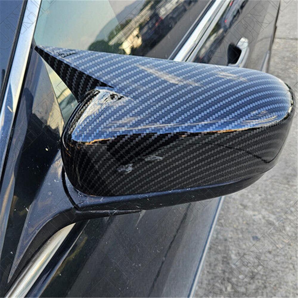 Pair Carbon Fiber Black Rearview Mirror Cover Cap for Honda for Accord 7th 2003-2007