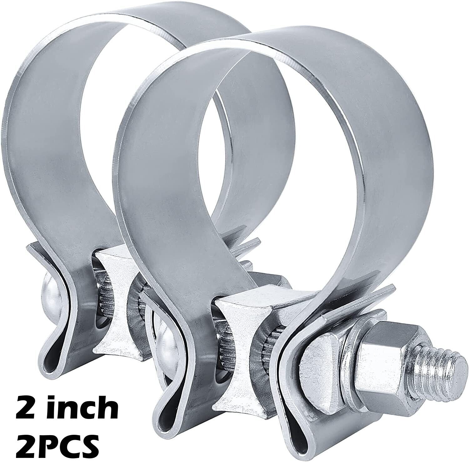 2.0-inch exhaust clips, 54mm narrow exhaust muffler with clips, stainless steel.