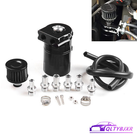 Car Oil Catch Can Internal Baffle Dual Chamber Filter Aluminium Alloy Black